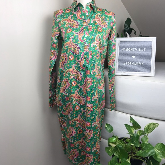 LAUREN Ralph Lauren Green Paisley Shirt Dress - Picture 5 of 7